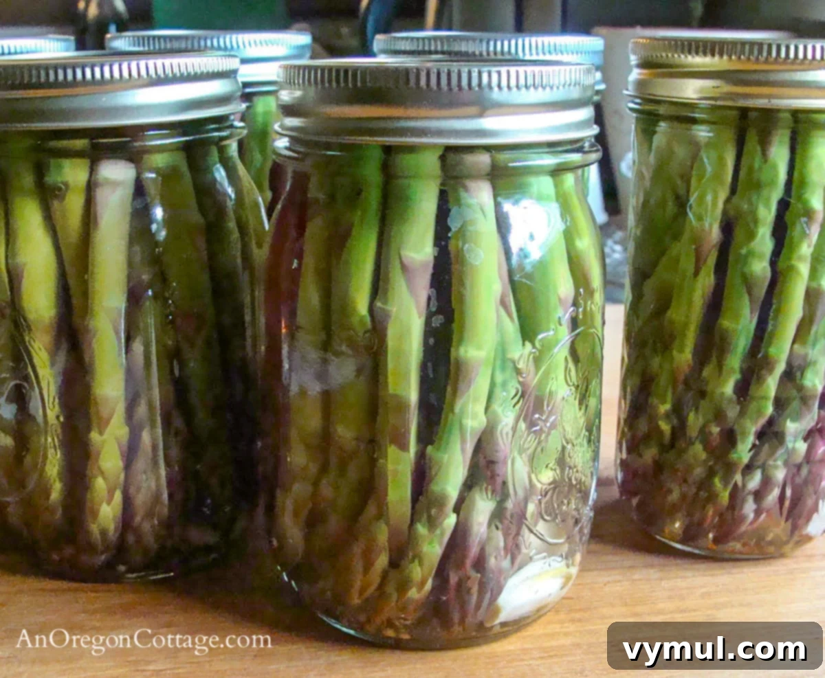 Garden-Fresh All Year: 36+ Ways to Preserve Vegetables by Freezing, Drying, Canning, and Fermenting 25 jars of pickled asparagus