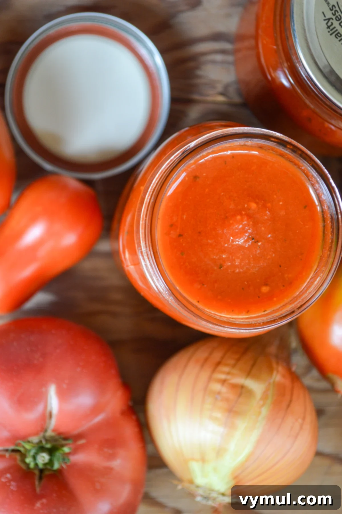 Home Canned Roasted Tomato Sauce 2 canning jar of opened roasted tomato sauce from above