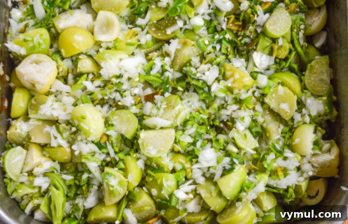 Simple Roasted Salsa Verde: Tomatillo & Green Tomato (Batch & Preserve) 4 salsa verde ingredients in roasting pan