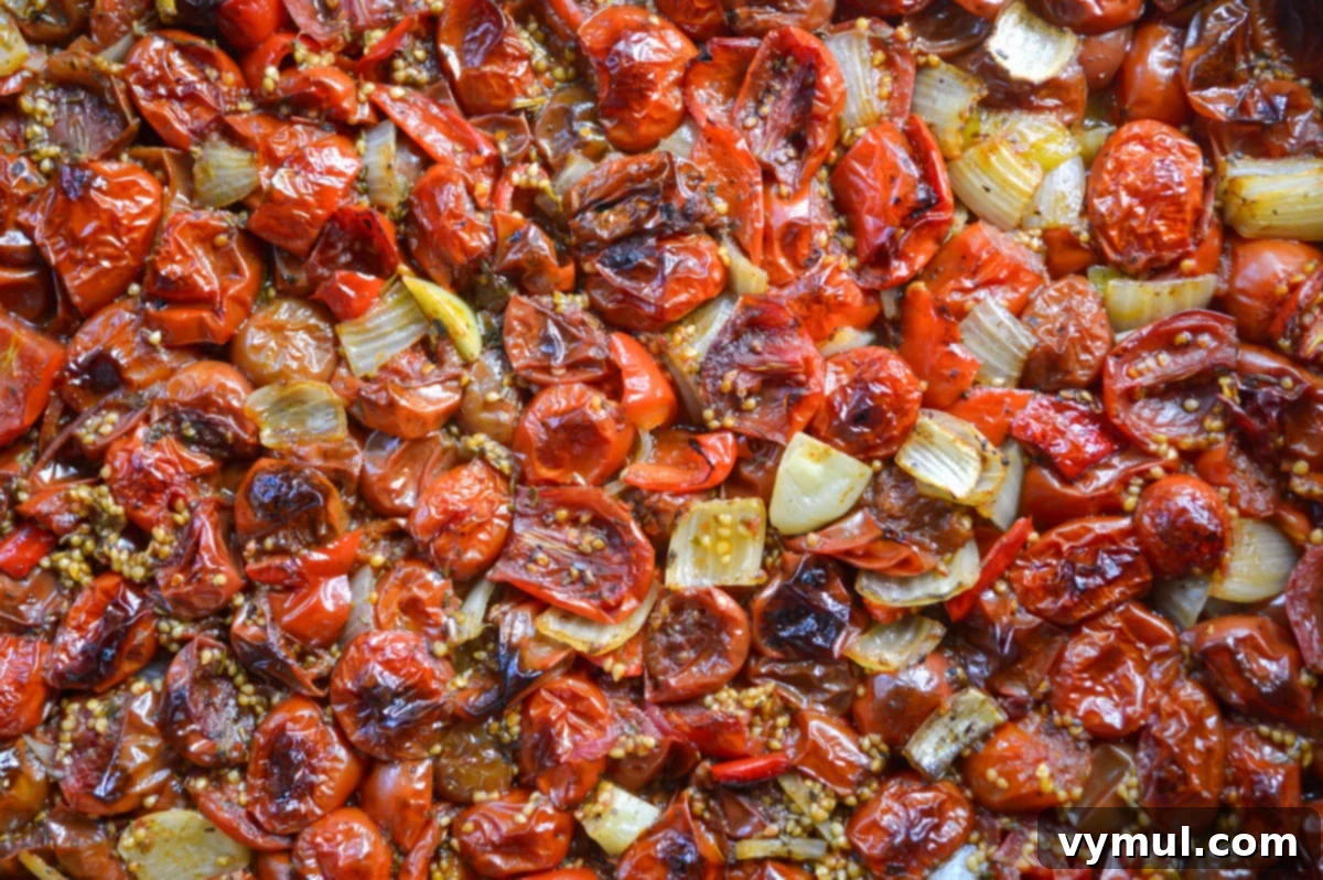 roasted cherry tomato sauce in pan