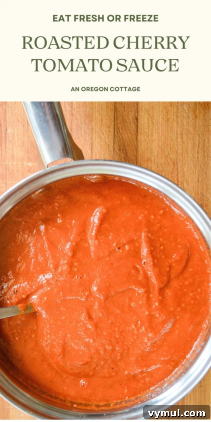 roasted cherry tomato sauce pin image