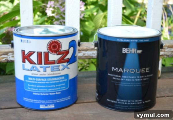 Fall Porch Railing Repaint: Why Now, How To Do It 4 Repaint porch railings-BEHR Marquee exterior paint and Kilz primer