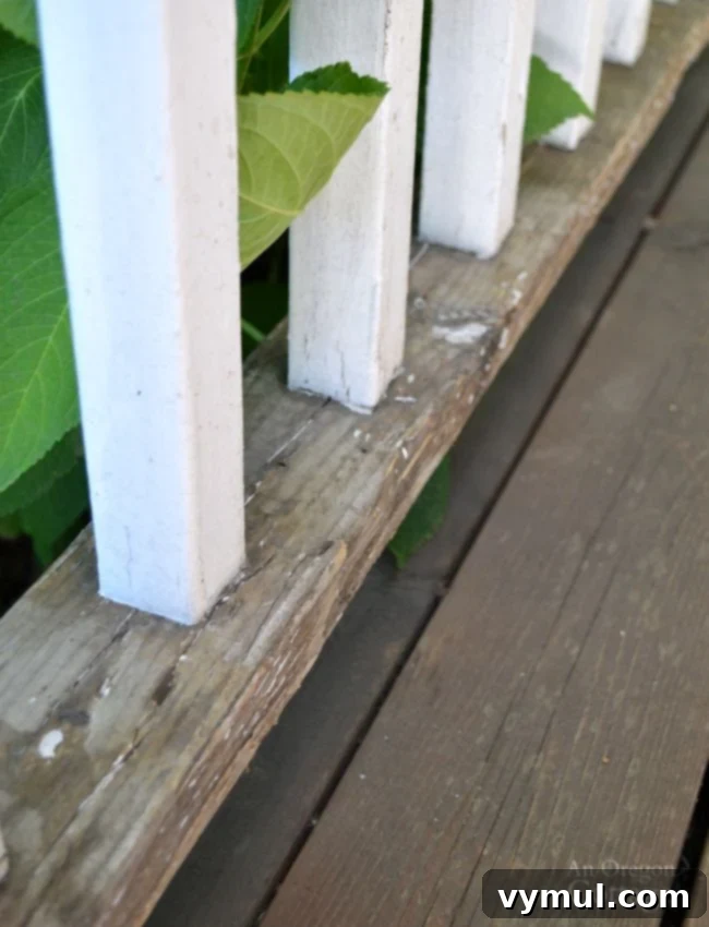 Fall Porch Railing Repaint: Why Now, How To Do It 5 Repaint porch railings-well scraped porch railing before painting