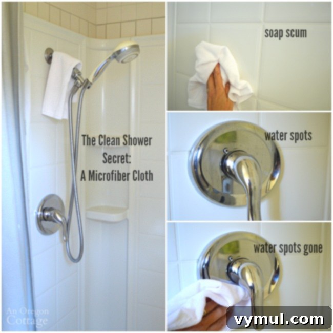Sustainable Sparkle: Green Cleaning for Your Bathroom 4 Cleaning tips for bathrooms-Keep your shower clean with an easy daily wipe-down with a microfiber cloth