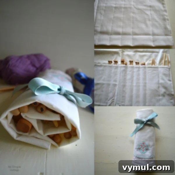 Unique Handmade Gifts for Him and Her 3 Vintage Linen Knitting Needle Holder Collage - An Oregon Cottage