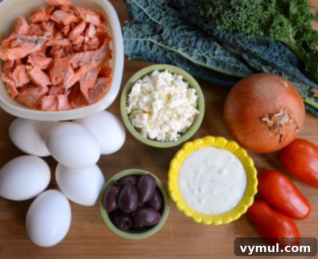 Greek Salmon-Vegetable Frittata ingredients