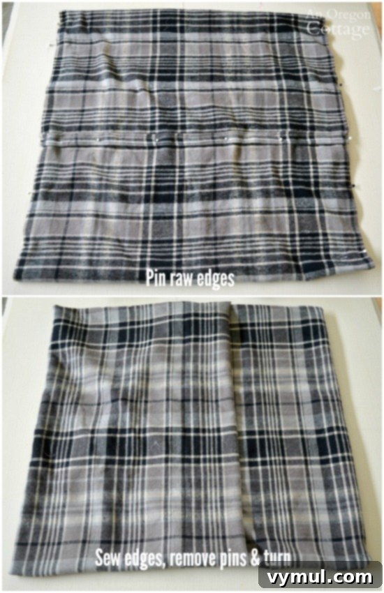 Effortless Plaid Envelope Pillow Project 6 Easy Plaid Envelope Pillow steps 7-8