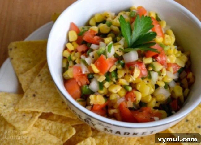 Roasted Corn Salsa with chips