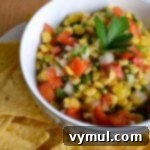 Roasted Corn Salsa with chips