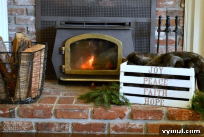 Another view of the DIY Christmas Word Art Crate, showcasing its versatility as a decorative and functional item.