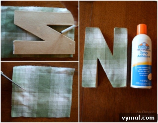 Plaid Fabric Wrapped Paper Mache Letters 5 Detailed step-by-step for making DIY Plaid Paper Mache Letters