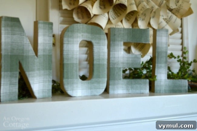 Plaid Fabric Wrapped Paper Mache Letters 7 Display of DIY Plaid Fabric Covered Paper Mache Letters