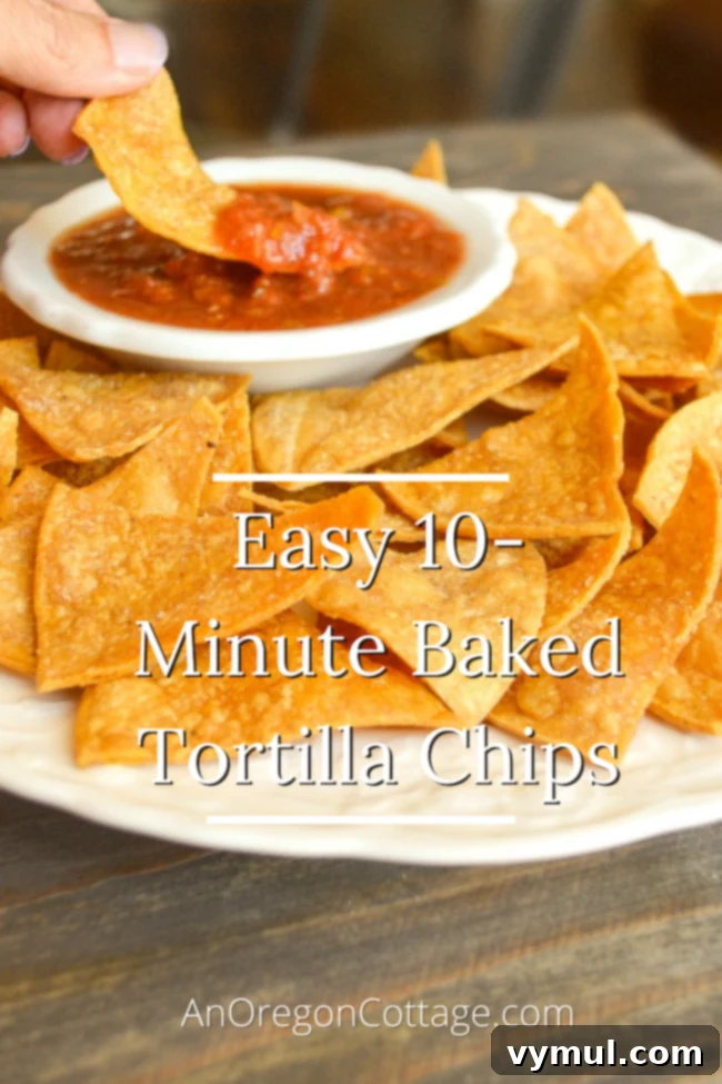 Homemade Crispy Tortilla Chips in Just 10 Minutes 2 Delicious easy homemade baked tortilla chips on a baking sheet, ready to be served.