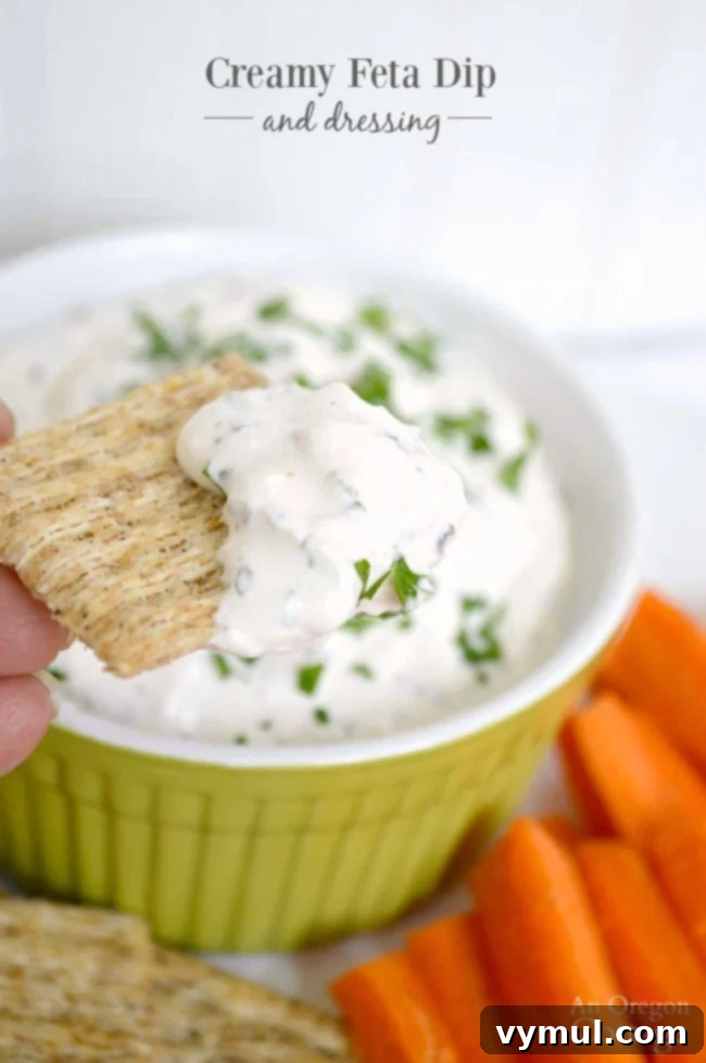 Creamy Feta Dip, easily transformed into a dressing, is a simple homemade recipe that tastes better than store-bought