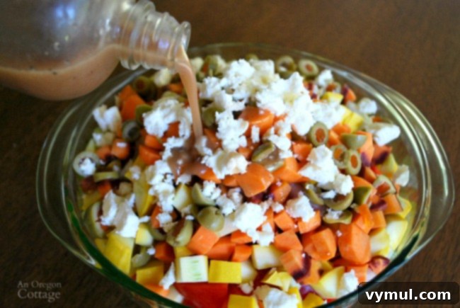 February Fresh: Seasonal Recipes, Tips, and a Free Printable Download 8 Chopped salad with vinaigrette dressing