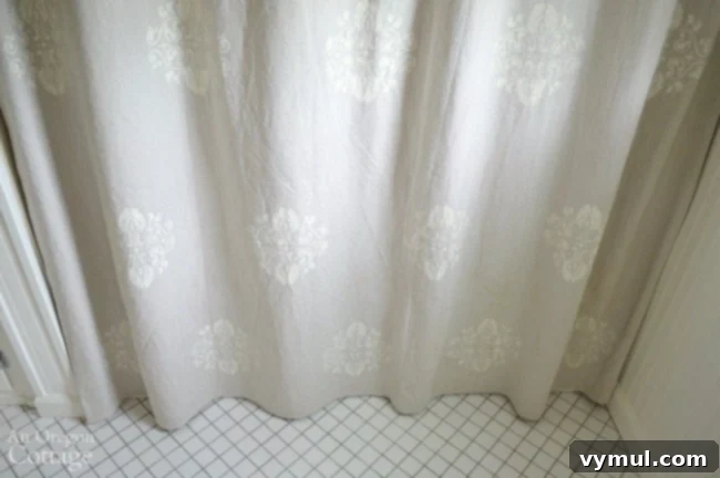 Stencil Your Own Designer Drop Cloth Shower Curtain 7 Update your bath with a custom Stenciled Drop Cloth Shower Curtain
