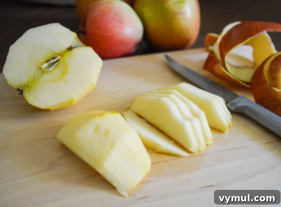 peeling and slicing apples