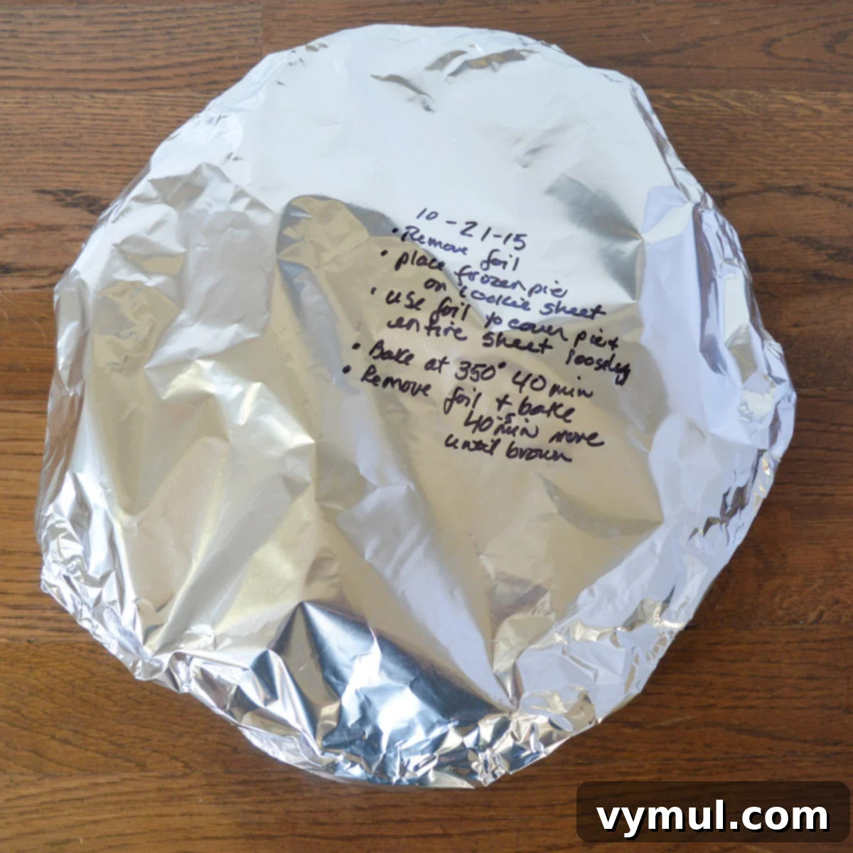 foil covered pie read for the freezer