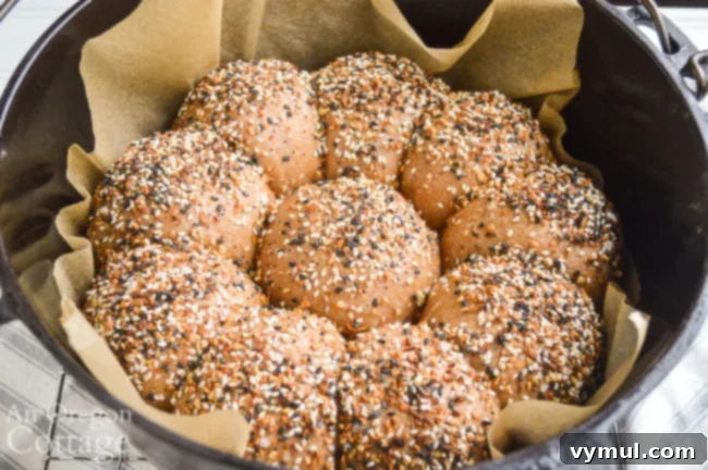 baked artisan sourdough rolls in pot