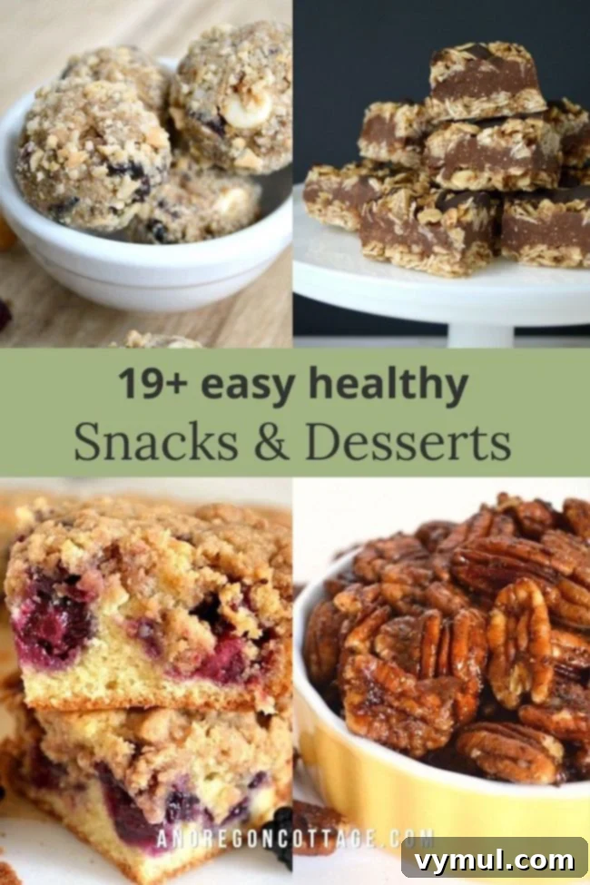25 Guilt-Free Healthy Snacks and Sweet Treats 4 easy healthy snacks-desserts pin
