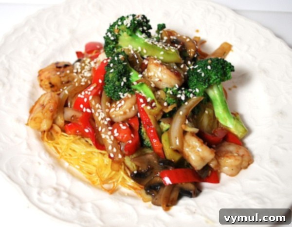 Smart Cooking for Busy Lives 5 Shrimp stir fry on noodle pillows