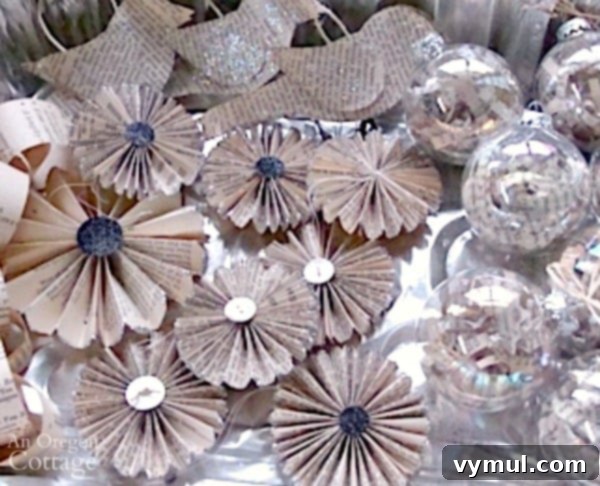 Rosette Book Page Ornament Tutorial-ornaments