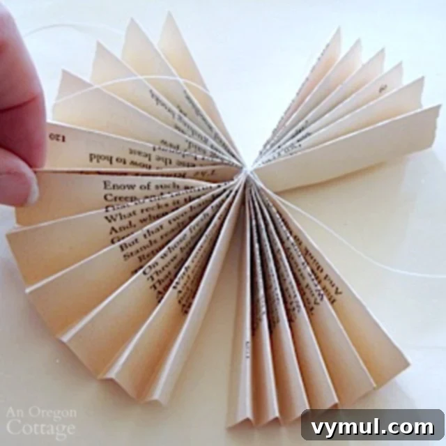 Paper Petals: Accordion Rosette Tutorial from Book Pages 4 Rosette Book Page Ornament Tutorial-step2