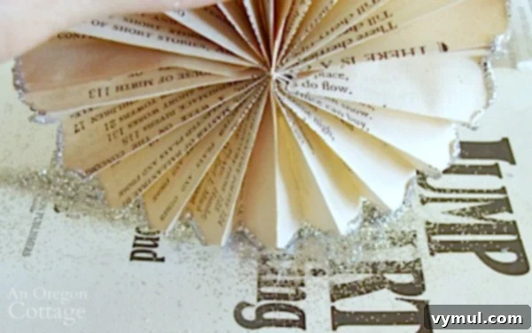 Paper Petals: Accordion Rosette Tutorial from Book Pages 9 Rosette Book Page Ornament Tutorial-step7