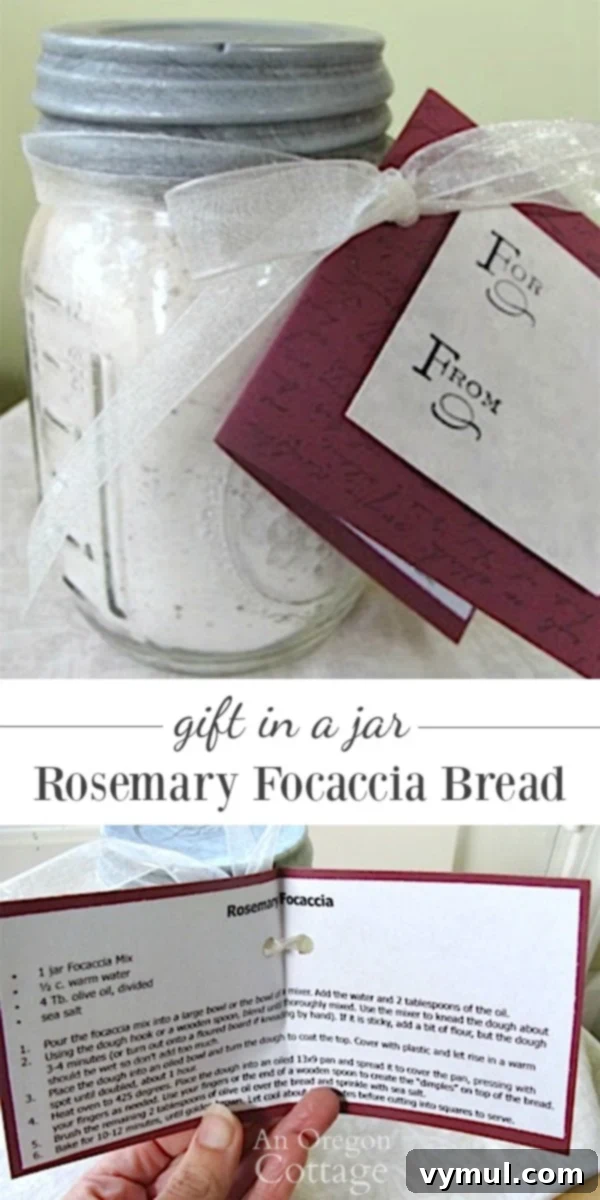 Rosemary Focaccia Bread Gift Jar With Printable Tags 7 Homemade bread with Rosemary Focaccia Bread gift in a jar pin