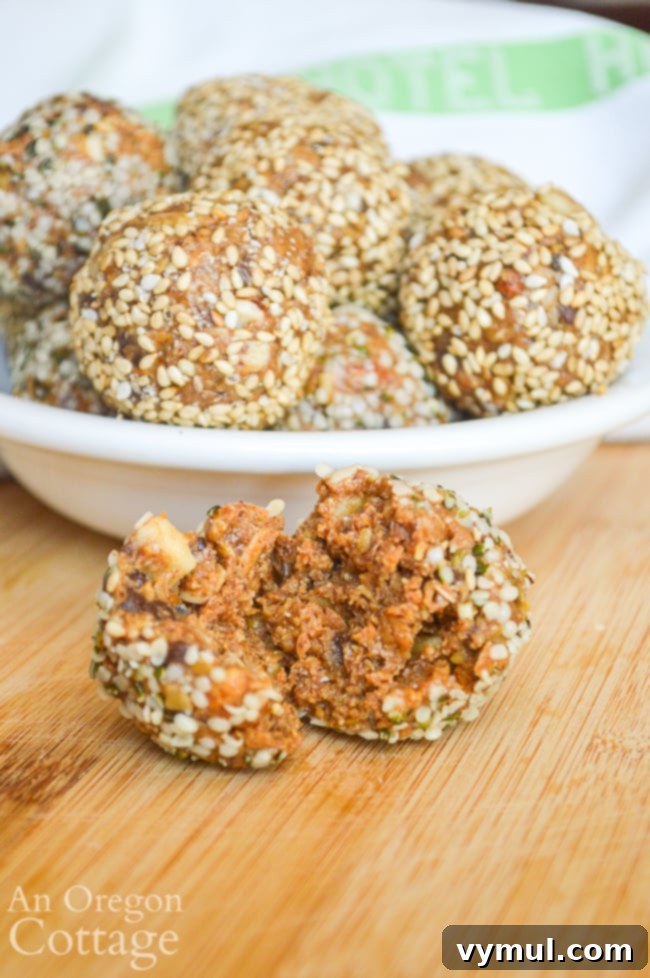 almond granola bites broken open to show inside