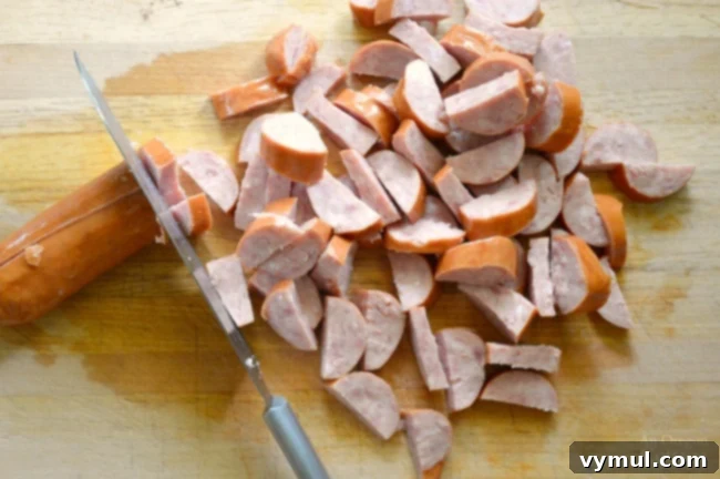 One Pot Italian Pasta with Sausage & Spinach-prepping sausage