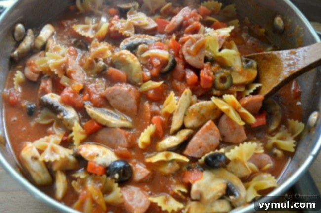 Cooking One Pot Italian Pasta with Sausage & Spinach