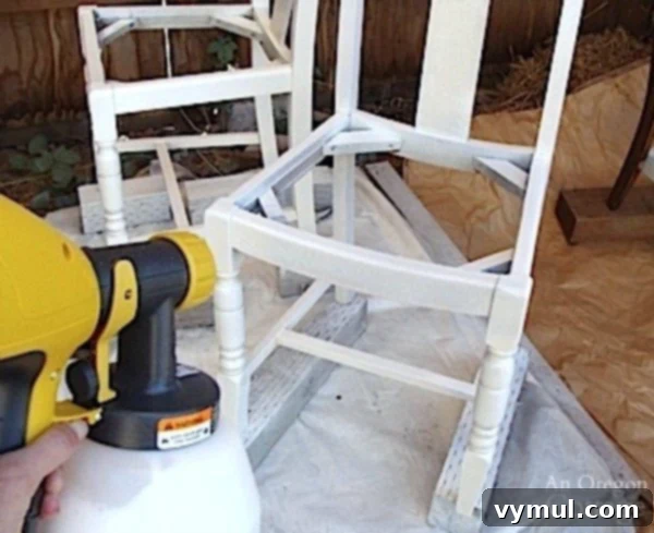 Affordable Handheld Spray Painting Made Easy 4 Using a Handheld Paint Sprayer on a Wood Chair