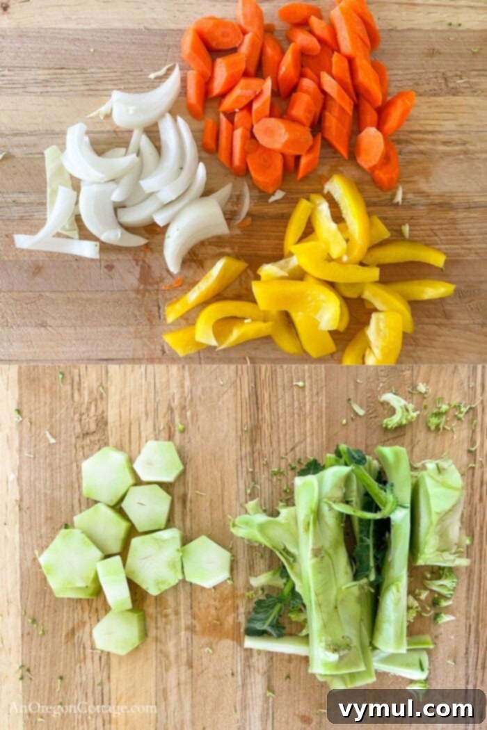 Cutting veggies for grilling