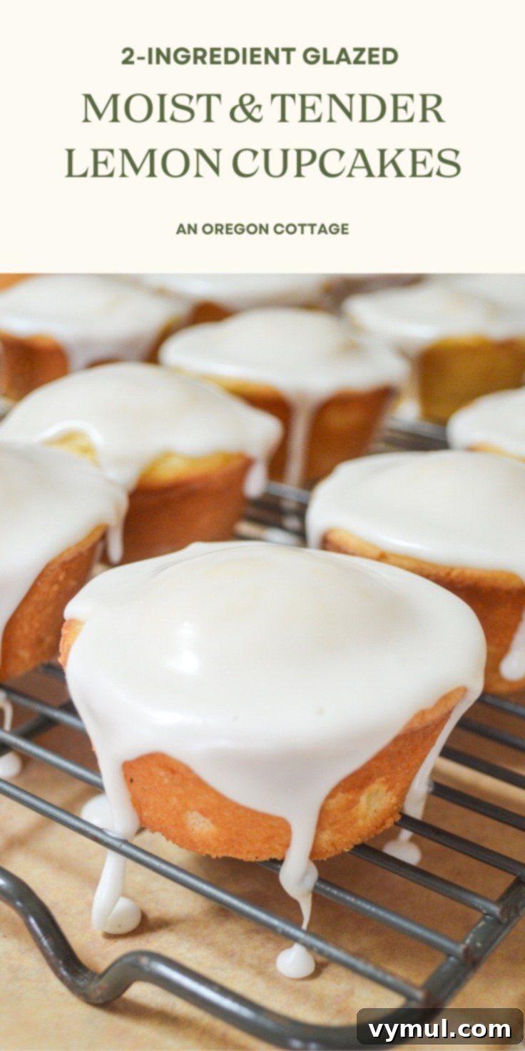Luscious Lemon Cupcakes with a Sweet Glaze Drizzle 11 lemon cupcakes Pinterest image