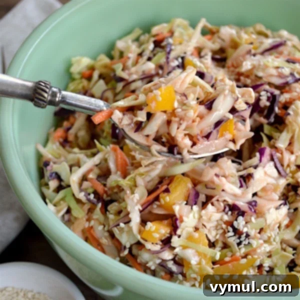 Speedy Spicy Asian Slaw 5 Spicy Asian Slaw is a cabbage salad that's easy to make ahead and take to potlucks.