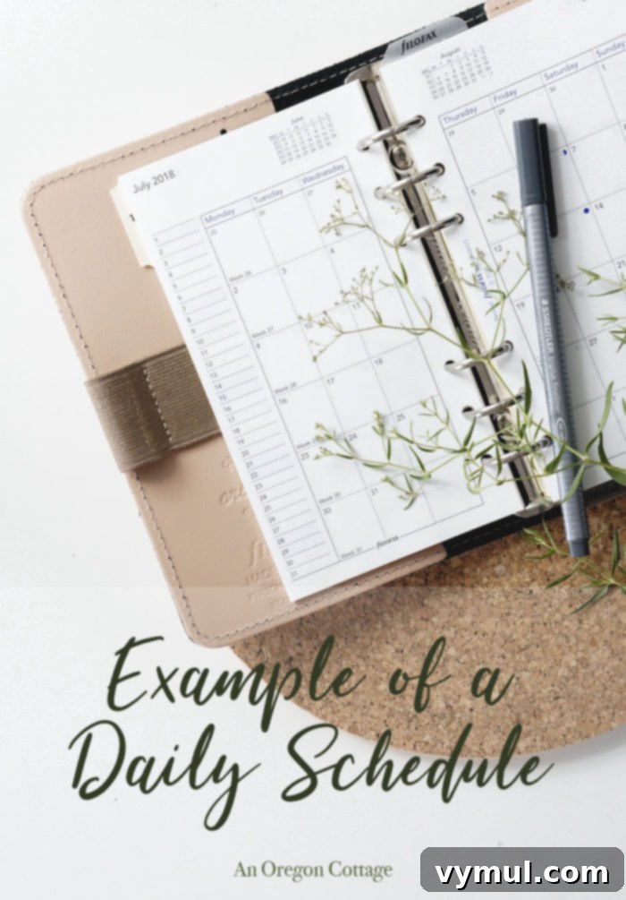 Daily Schedule, Routines, and Habits 5 Example of a daily schedule