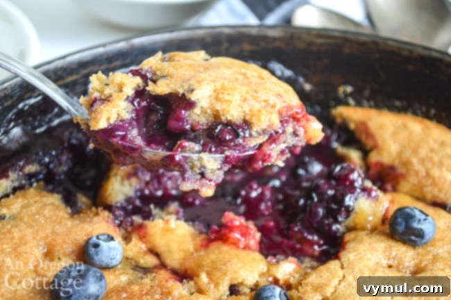 serving blueberry cobbler