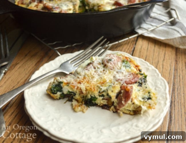 kale swiss chard-sausage frittata on plate