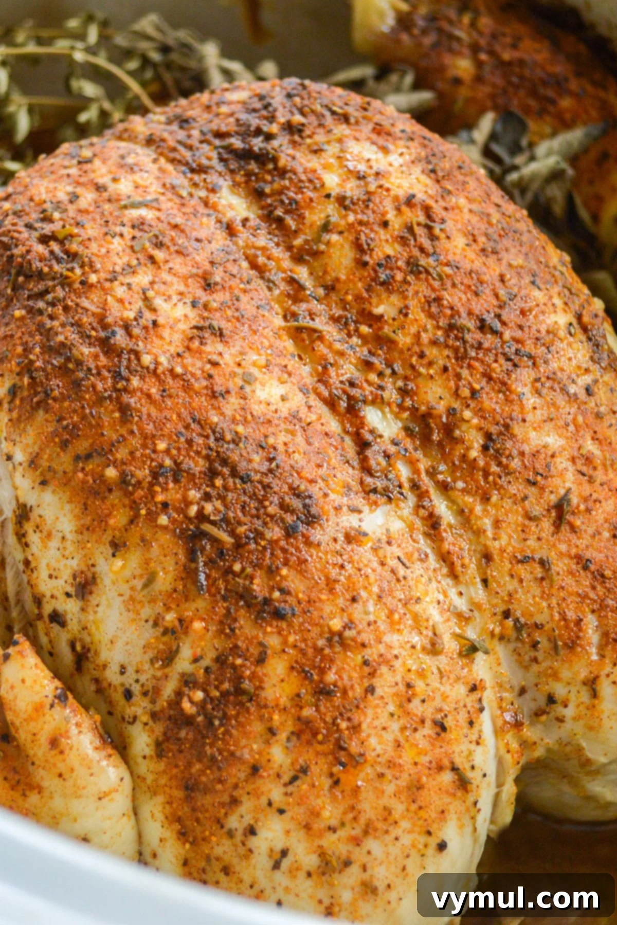 Cooked whole chicken breast in slow cooker