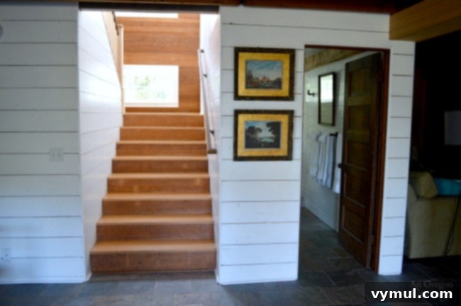Manzanita Magic: A Reed House Retreat 5 The Reed House stairwell from lower to main