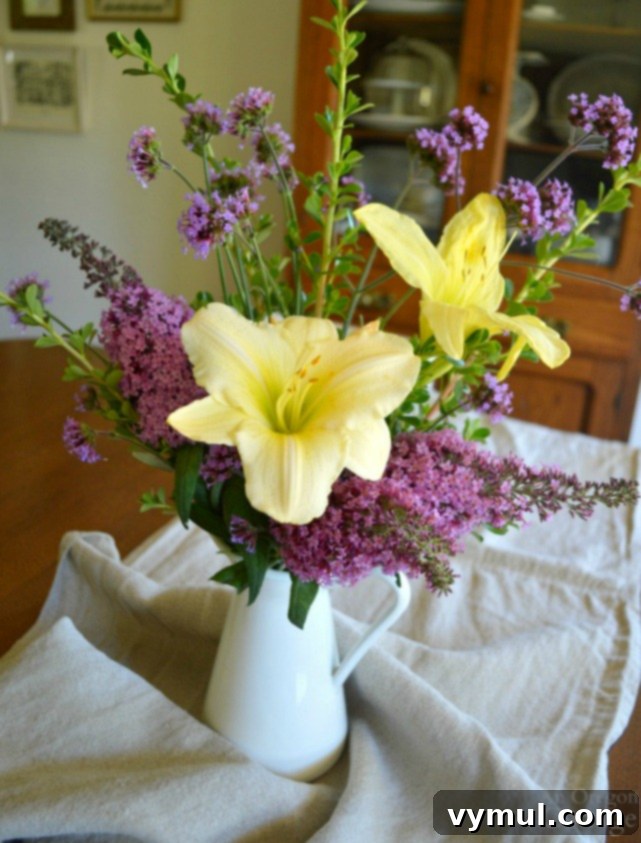 From Plot to Plate: Savoring Summer's Yield 4 Backyard Flower arrangement July 2016