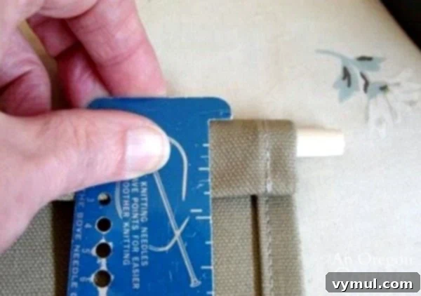 Craft Your Own Canvas Log Carrier 8 Measuring casing opening for log carrier