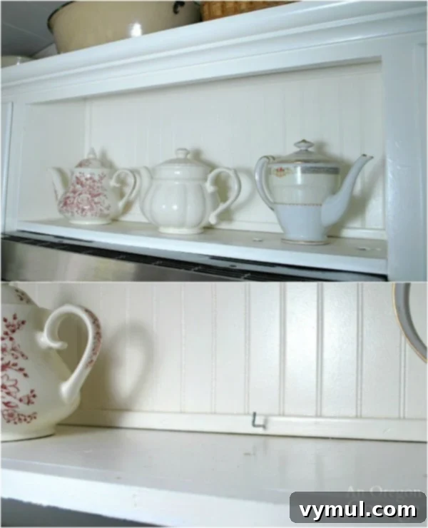 Microwave cabinet retrofit-beadboard electrical cover finished