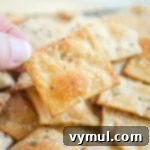 holding whole wheat sourdough crackers