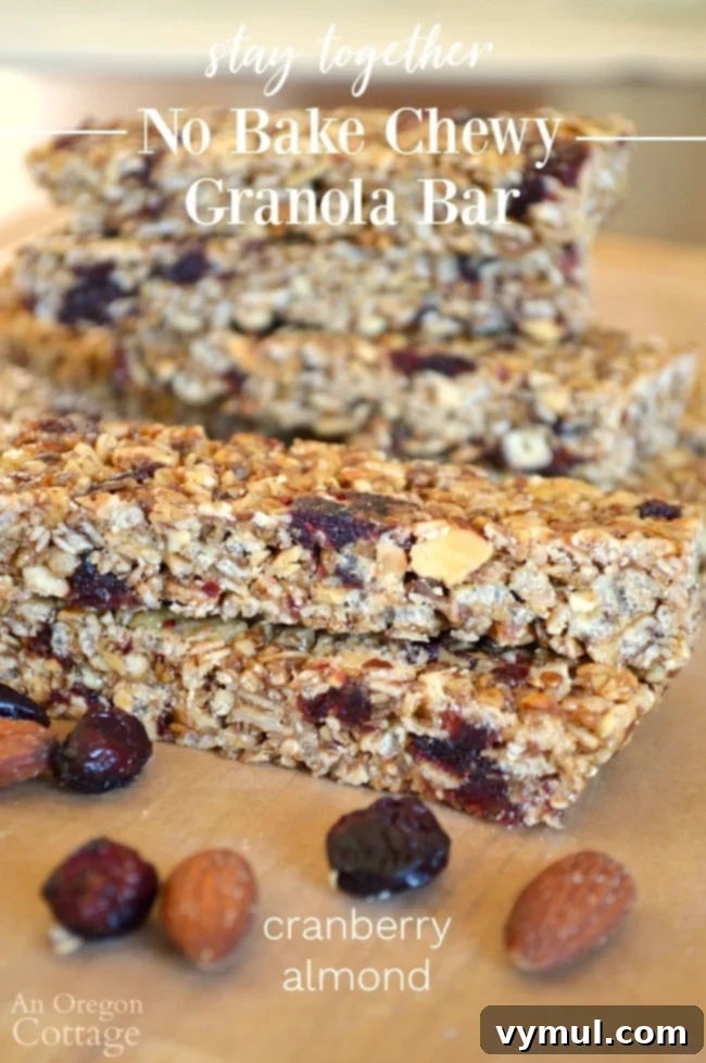 No-bake Chewy Granola Bars-Cranberry Almond
