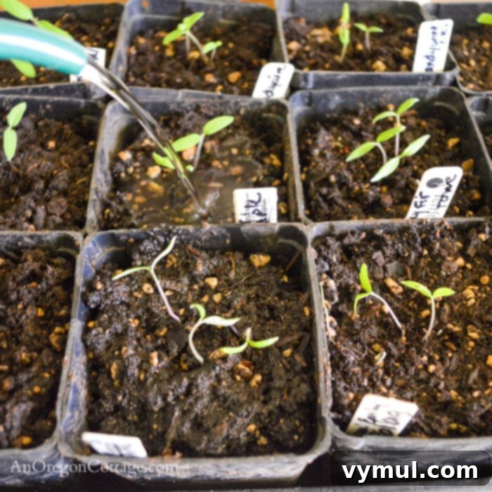 February Garden Essentials: PNW and Beyond 5 Hands watering young seedlings indoors in February, demonstrating the start of spring garden activities.