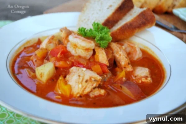 Amazing 30-Minute Cauliflower Cheese Soup 11 A rustic bowl of Savory Seafood-Tomato Stew, brimming with rich tomato broth and tender seafood.