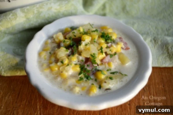 Amazing 30-Minute Cauliflower Cheese Soup 9 A bowl of Quick Corn and Sausage Chowder, a hearty and flavorful soup for cold days.