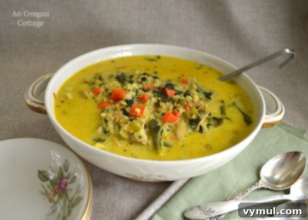 Amazing 30-Minute Cauliflower Cheese Soup 10 A bowl of warming Curried Turkey Rice Soup, a great way to use leftover turkey or chicken.